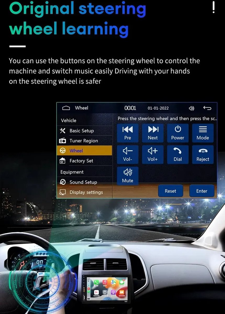 Autoradio 7 inch - 2023 - Apple Carplay (bedraad) - Met Camera - Android Auto - Universeel - Bluetooth - Touchscreen - Autonavigatie / CarPlay