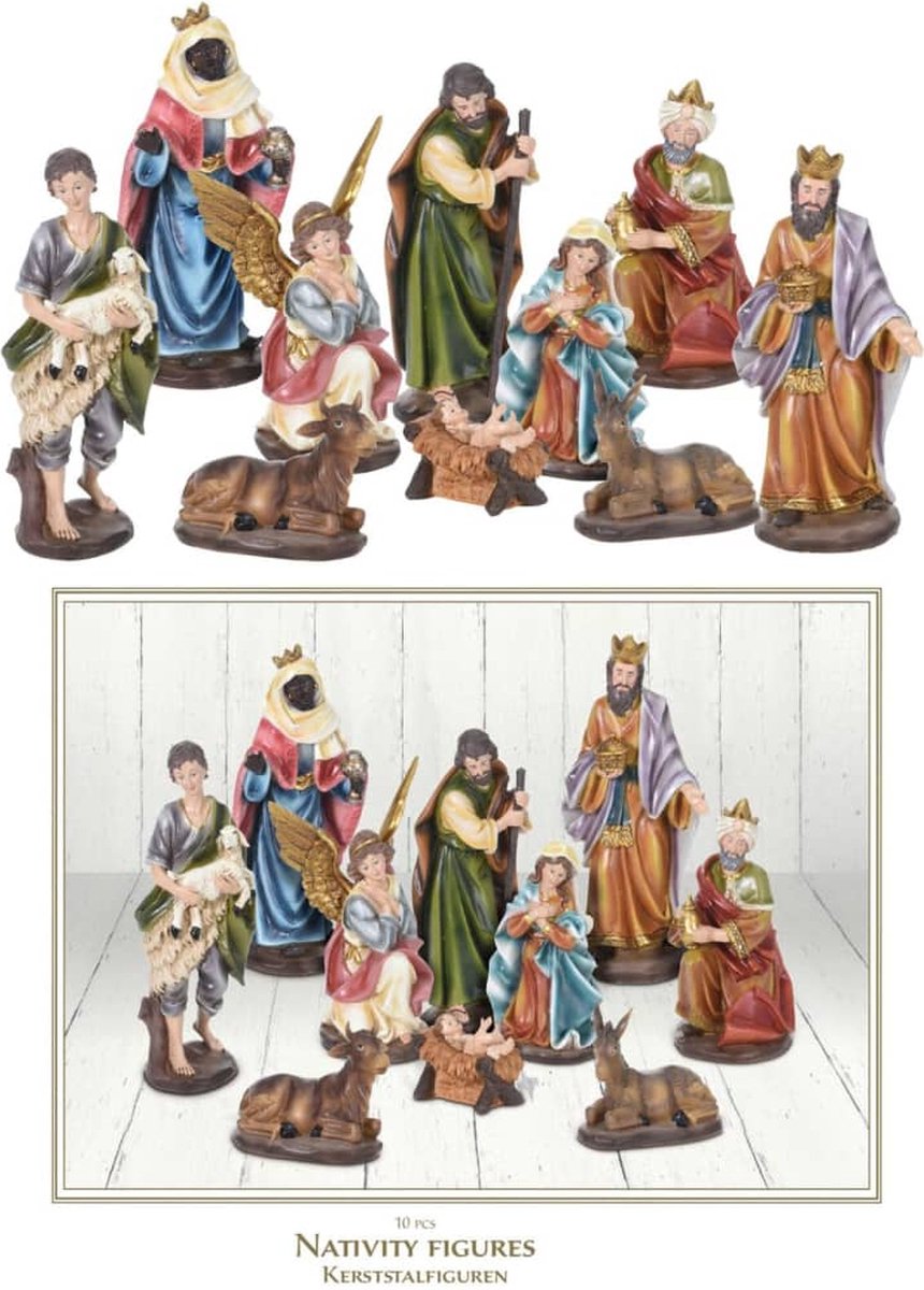 Nativity Set - Christmas Figurines for Nativity Scene - Set of 10 pieces - 8 to 20 cm