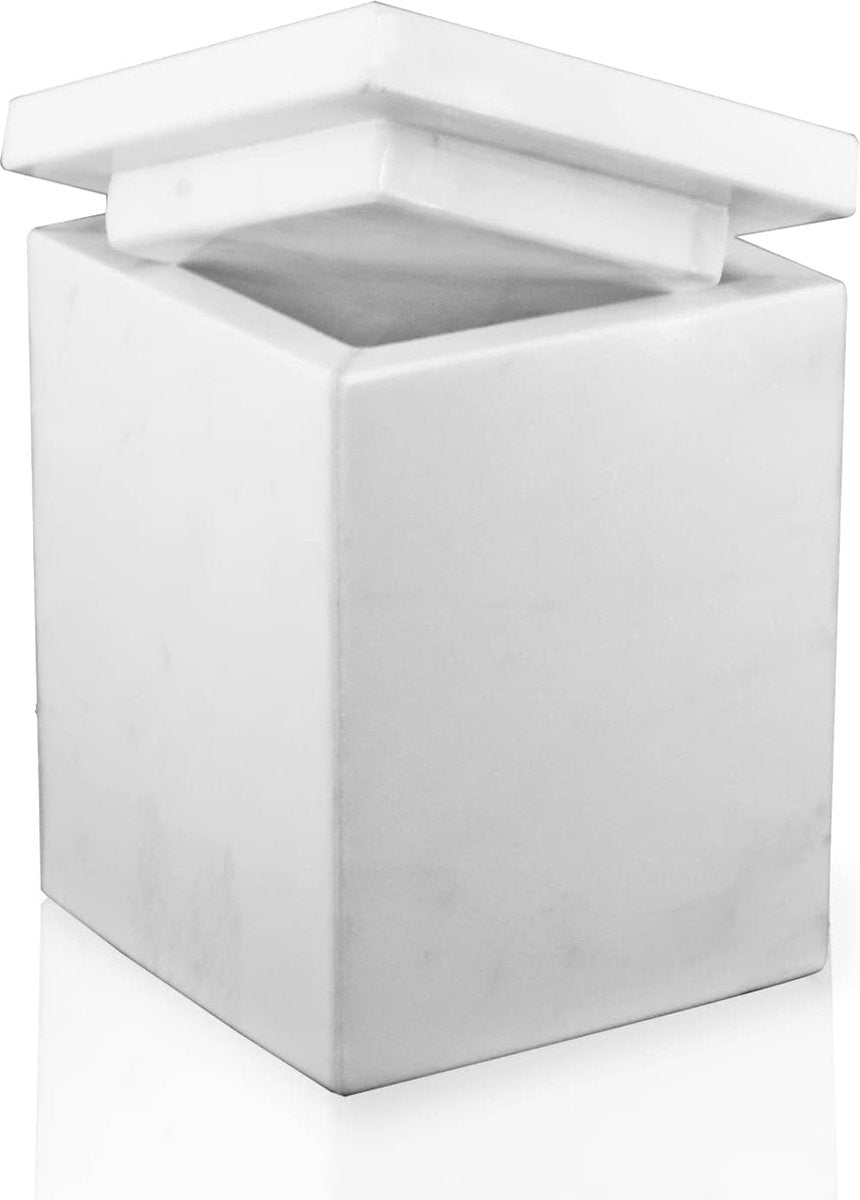 Natural Marble Salt Cellar Spice Container with Lid Countertop Kitchen Decoration Storage Salt Pepper Container Butter Dish and Tea Container White