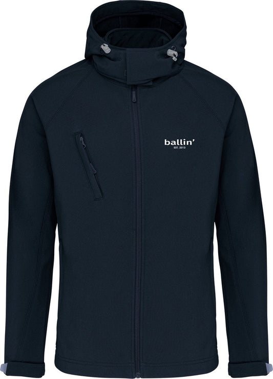 Men's Outdoor Jacket with Ballin Est. 2013 Softshell Hooded Jacket Print - Blue - Size XXL