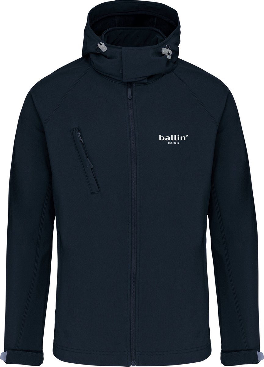 Men's Outdoor Jacket with Ballin Est. 2013 Softshell Hooded Jacket Print - Blue - Size M