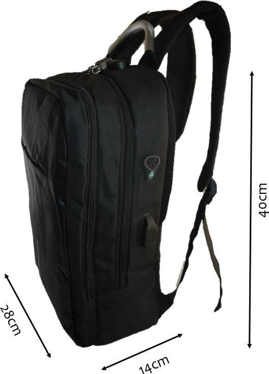 Anti-diefstal rugzak / 40x28x14cm (20l)/ laptop 15,6 inch / USB-oplaadpoort / zwart / powerbank (20mAh)