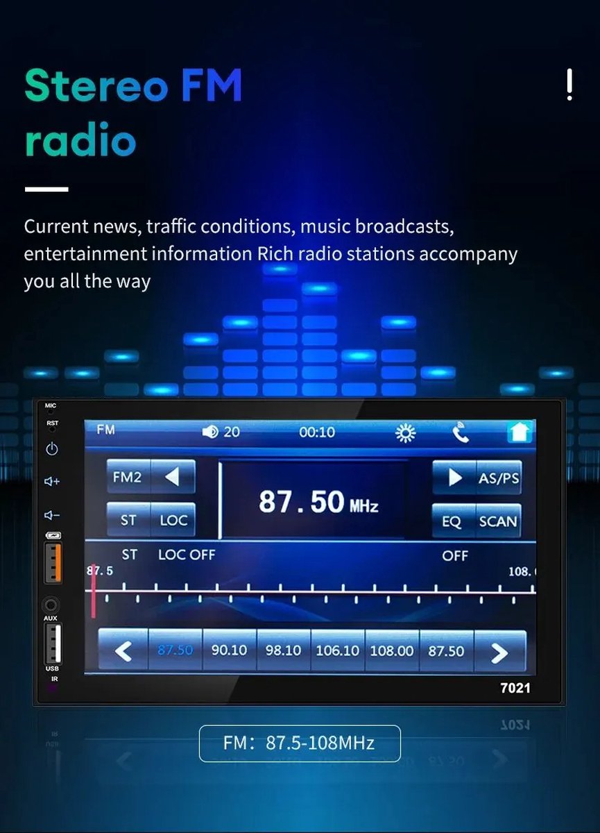 Autoradio 7 inch - 2023 - Apple Carplay (bedraad) - Met Camera - Android Auto - Universeel - Bluetooth - Touchscreen - Autonavigatie / CarPlay