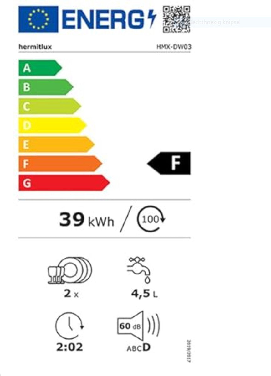 Mini-vaatwasser - tafelvaatwasser - te gebruiken met en zonder wateraansluiting - 43 cm breed - plaats voor 4 couverts - voor gebruik op de camping - 175 kWh/jaar - wit (glazen deur)