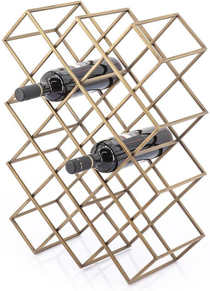 Furnilux - Wijnrek Burly goud metaal groot 19 x 43 x 57 cm