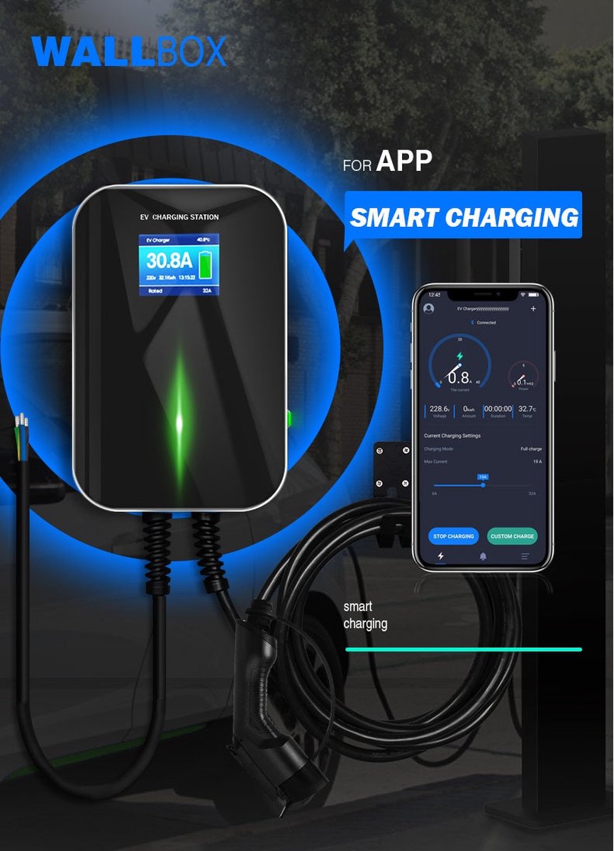 Besen Charging Station - 1 Phase - 7.4 kW - 6M Charging Cable - App