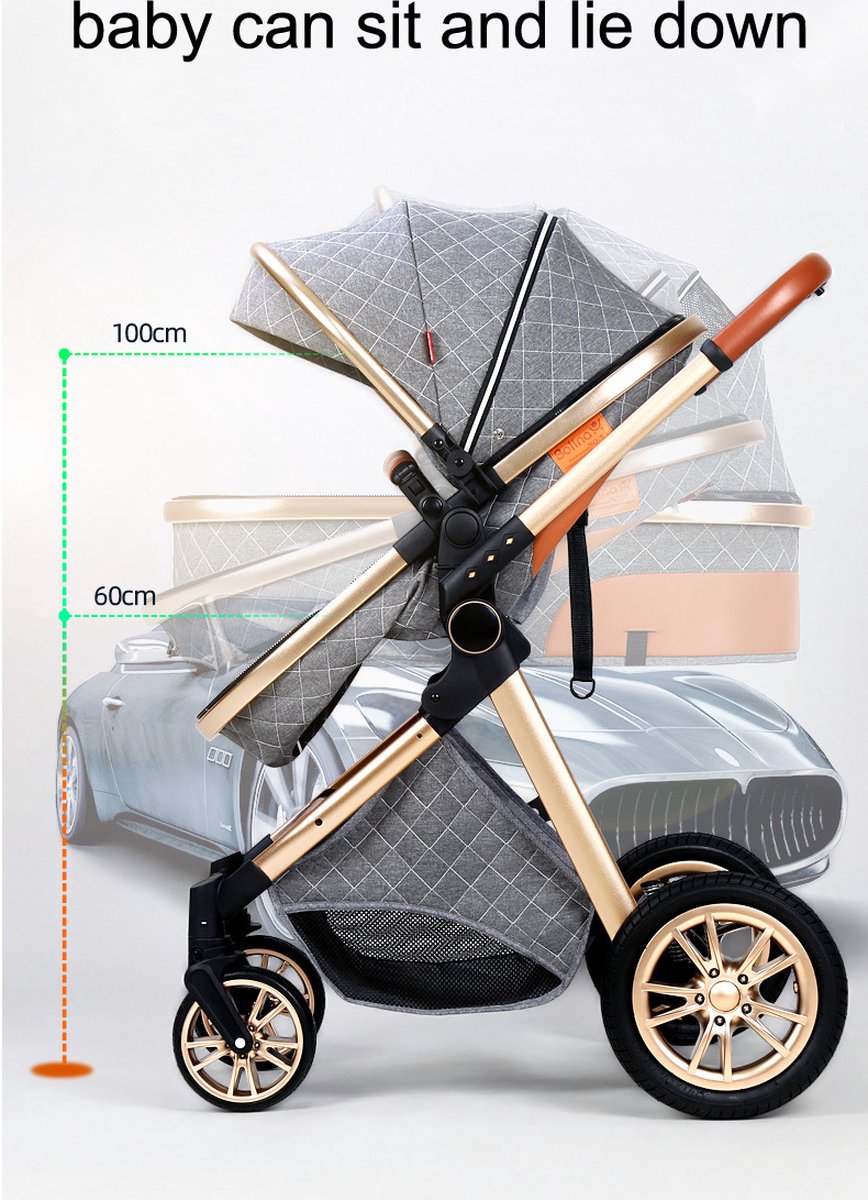 Luxe Multifunctionele 3-in-1 Combi Kinderwagen – Kwalitatieve Buggy – Inklapbare Wandelwagen – Zwart – Incl. Autostoel
