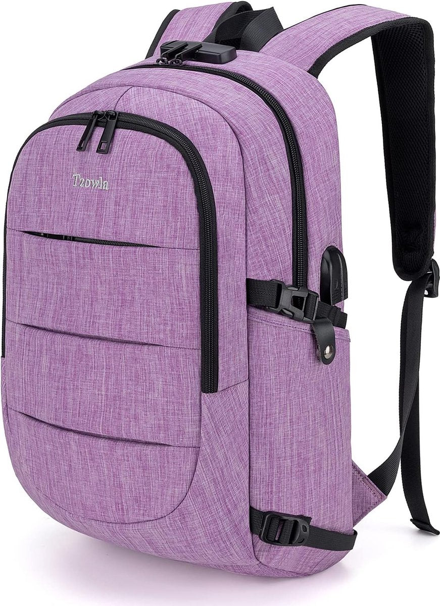 Rugzak - 34 Liter - Rugtas - USB Oplaadpoort en Slot - 14/15,10 Inch Laptoptas - Waterdichte Antidiefstalrugzak - Paars