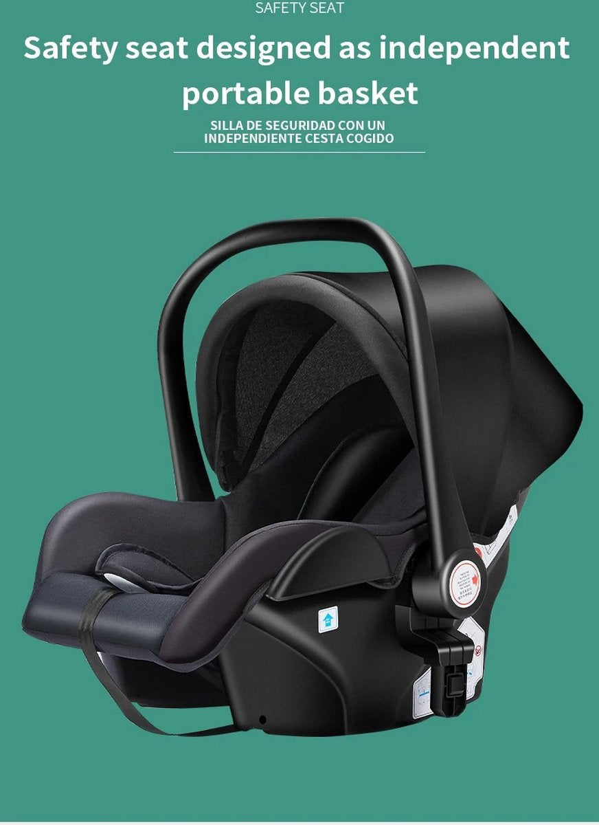 3-in-1 Kinderwagen - Luxe Buggy - Wandelwagen - Babywagen - Inclusief Maxi Cosi - Baby Stroller - Baby Autostoel - Inclusief Accessoires - Zwart - 42x45x103 cm.
