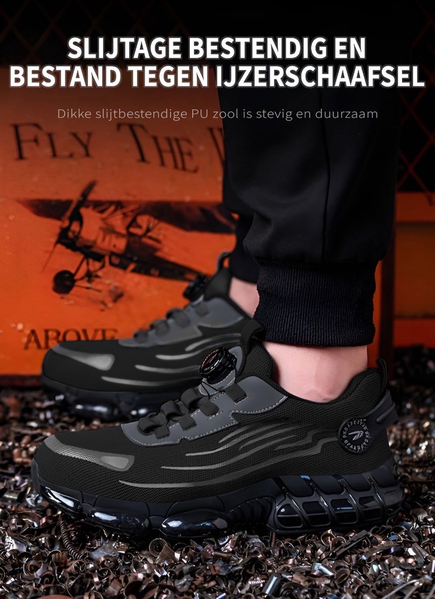 Safety shoes - Work shoes for women and men - Steel toe cap - Sneaker - Non-slip - Unisex - Breathable and light design - Size 47