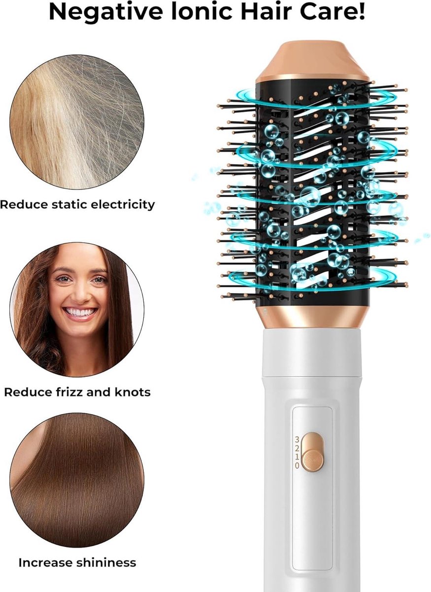 Air Styler 4-in-1 1000 W haarstyler warme luchtborstel - ronde borstel haarstyling stijltang borstel - heteluchtborstel om te stijlen, buigen en drogen Föhn Met Borstel