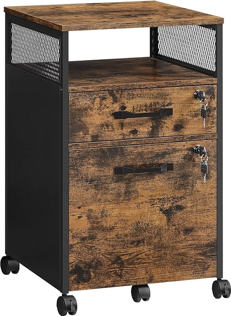 Ladenkastje - Rolblok - Bureau ladeblok - Bureaukastje - Nachtkastje - Ladenkastje - Kantoor - Verrijdbaar ladeblok - Slot - Archiefkast - Rolcontainer voor onder bureau - Mobiele bureaukast - Afsluitbaar - Met e-book