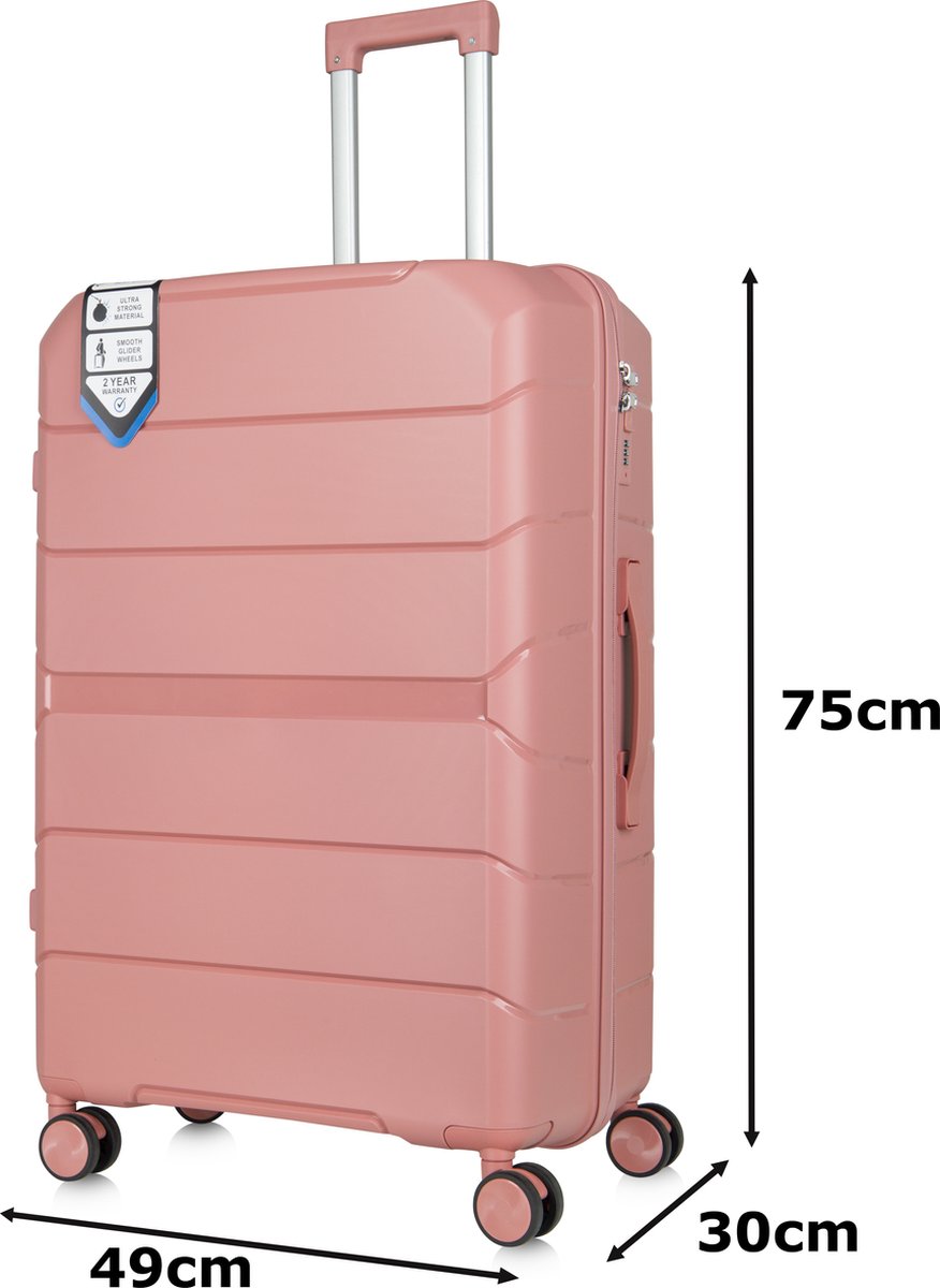 Traveller Set - 2xL Reiskoffers 28" - 93L - Lichtgewicht Harde Koffers - Roze - Met Ingebouwd TSA Slot - Perfect voor Lange Vakanties