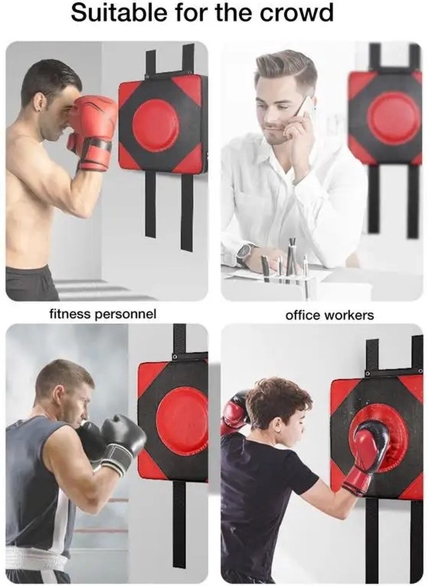 Stootkussen Muur - 40x40cm - Bokskussen Muur - Verstelbare Hoogte - Kunstleer Stootkussen - Boksen - Boks - Boksstootkussen - Bokstarget - Thuisgym - Thuisfitness - Wandgemonteerd Bokskussen - Taekwondo Trapkussen - Bokstrainingsapparatuur - Rood -