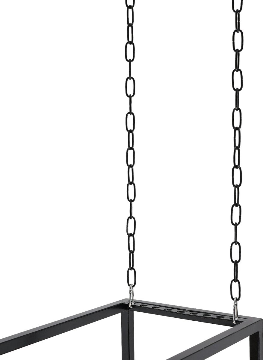 Wine Rack - Hanging - With Glass Holder - Adjustable Chains up to 1M - Industrial - Ceiling Mount - 110cm - Load Capacity 75 kg