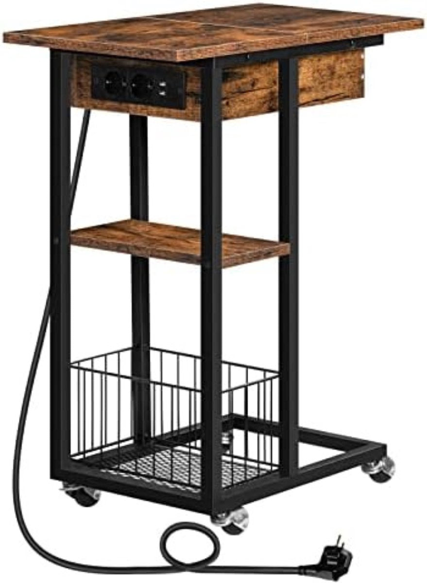 Bedside Table with Wheels - Mobile Bedside Table - Bedside Table on Wheels