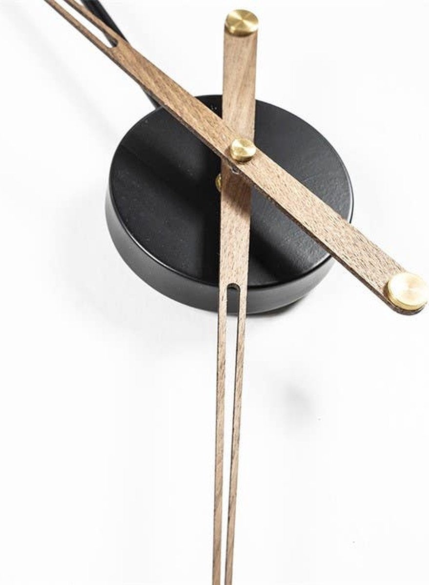 Grote ronde klok Sundial groot zwart - diameter 70 cm - zwarte ronde klok - metaal - minimalistisch design - wanddecoratie - interieur - op batterijen - woonkamer, hal, keuken, kantoor - Scandinavisch, industrieel