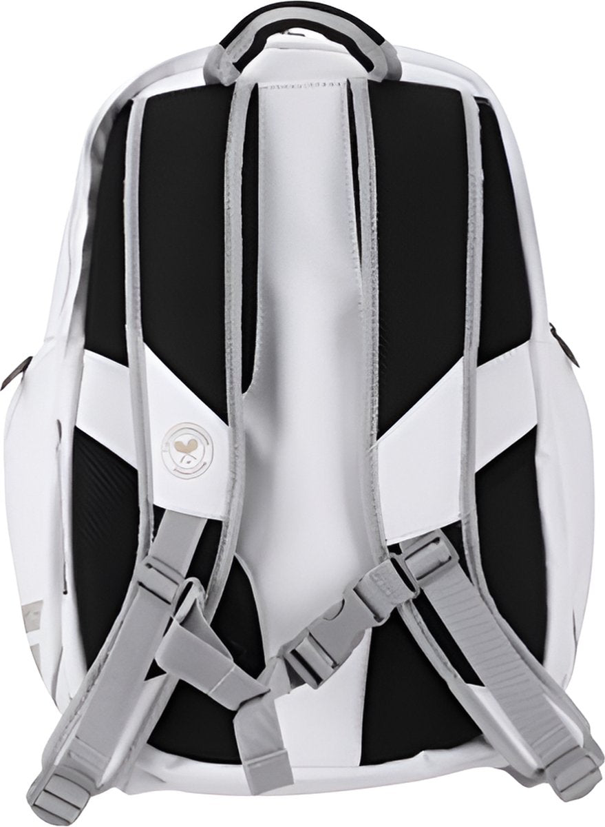 E-Shop4u - Tennis Bag - Tennis Backpack - White - Polyester - Tennis Racket Bag for Men and Women - Ventilated Shoe Compartment - Durable and Stylish Design - Squash-Tennis-Badminton-Pickleball-Padel