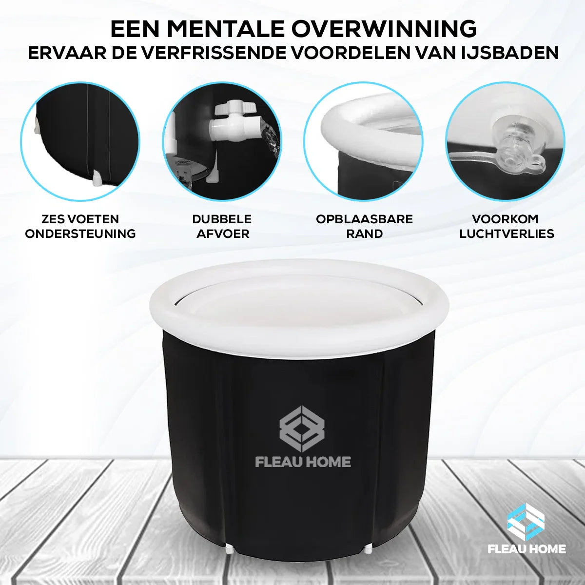 IJsbad XL - Zitbad met deksel & pomp - Ingebouwd zitkussen - Isolerend - Dompelbad - Opblaasbad - Bath Bucket - Ice Bath - Bad - Opblaasbaar - Wim Hof-methode