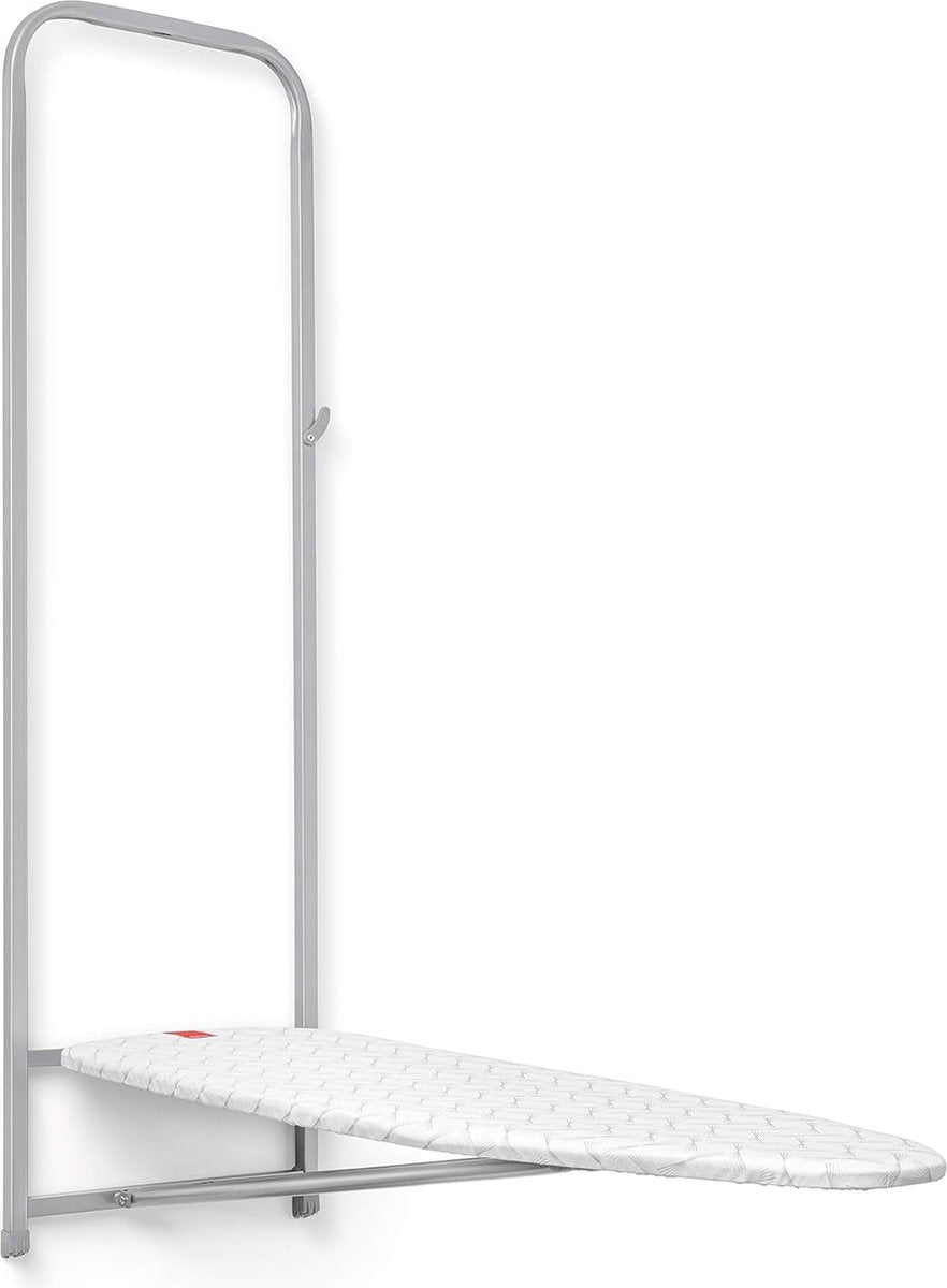 Storage shelf grey frame wall, door and cabinet | Silicone ironing board | with foam | Colour dimensions table top 33 x 110 cm | Folded with structure: 5 x 133 x 38.5 cm, metal