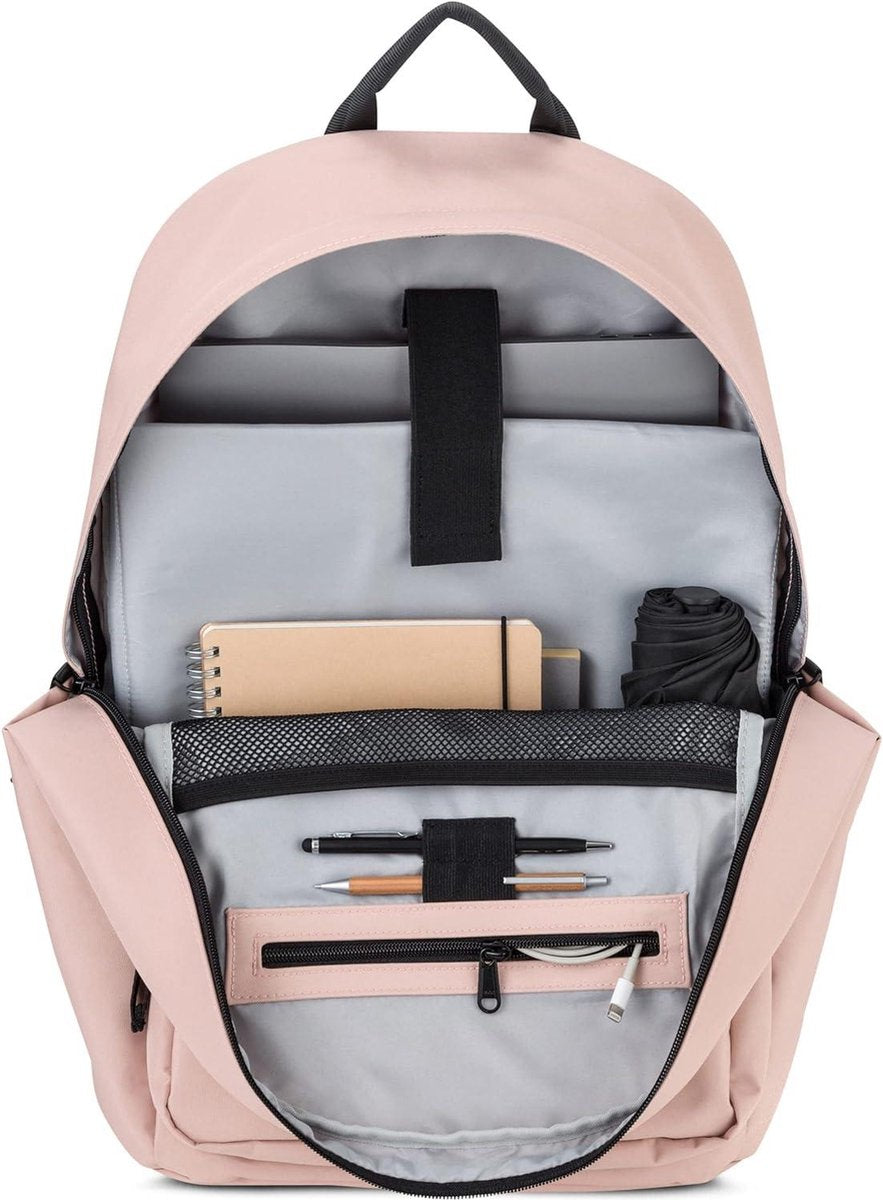 Schoolrugzak voor meisjes, jongens en tieners - 16 inch laptopvak van gerecycled PET waterafstotend roze Eén maat damesrugzak