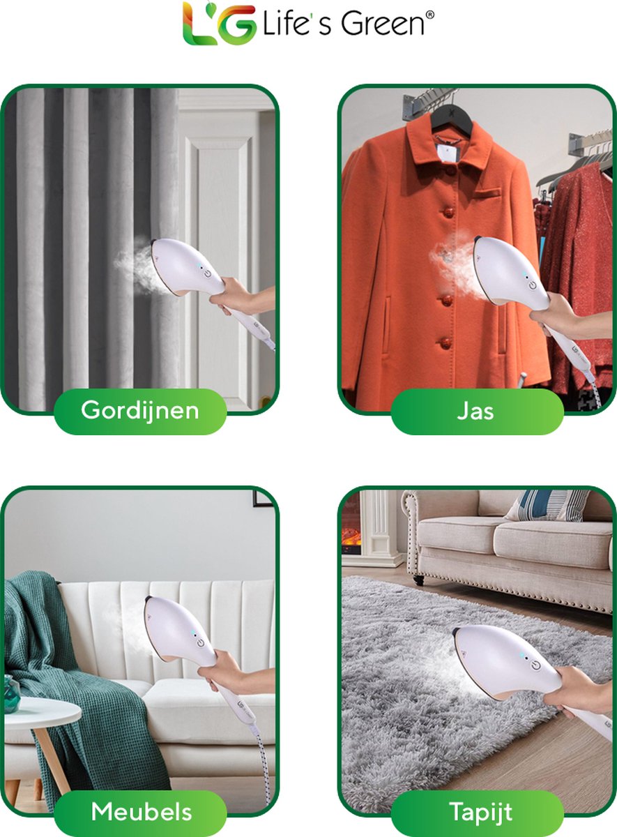 Life's Green® Garment Steamer - Met Handstomer - Stoomstrijkijzer - Stoomapparaat Kleding