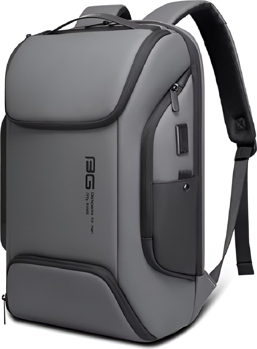 E-Shop4u - USB Laptoprugzak - Incl. JuiceBoxx® Powerbank - Anti-diefstal TSA-slot - Waterdicht - Grote Capaciteit - Grijs - USB Oplaadfunctie