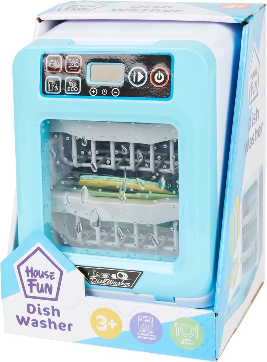 Toy Dishwasher - 4 Wash Programs - With Dinnerware
