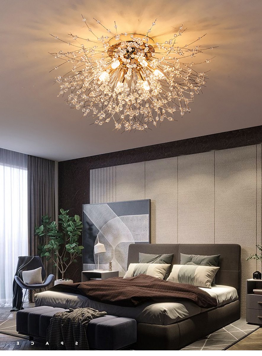 Luxe Kristallen Plafondlamp - Paardenbloem Kroonluchter - Kristallen LED Lamp - Goud - 60 cm - Moderne lamp - Plafondlamp - Plafonnière