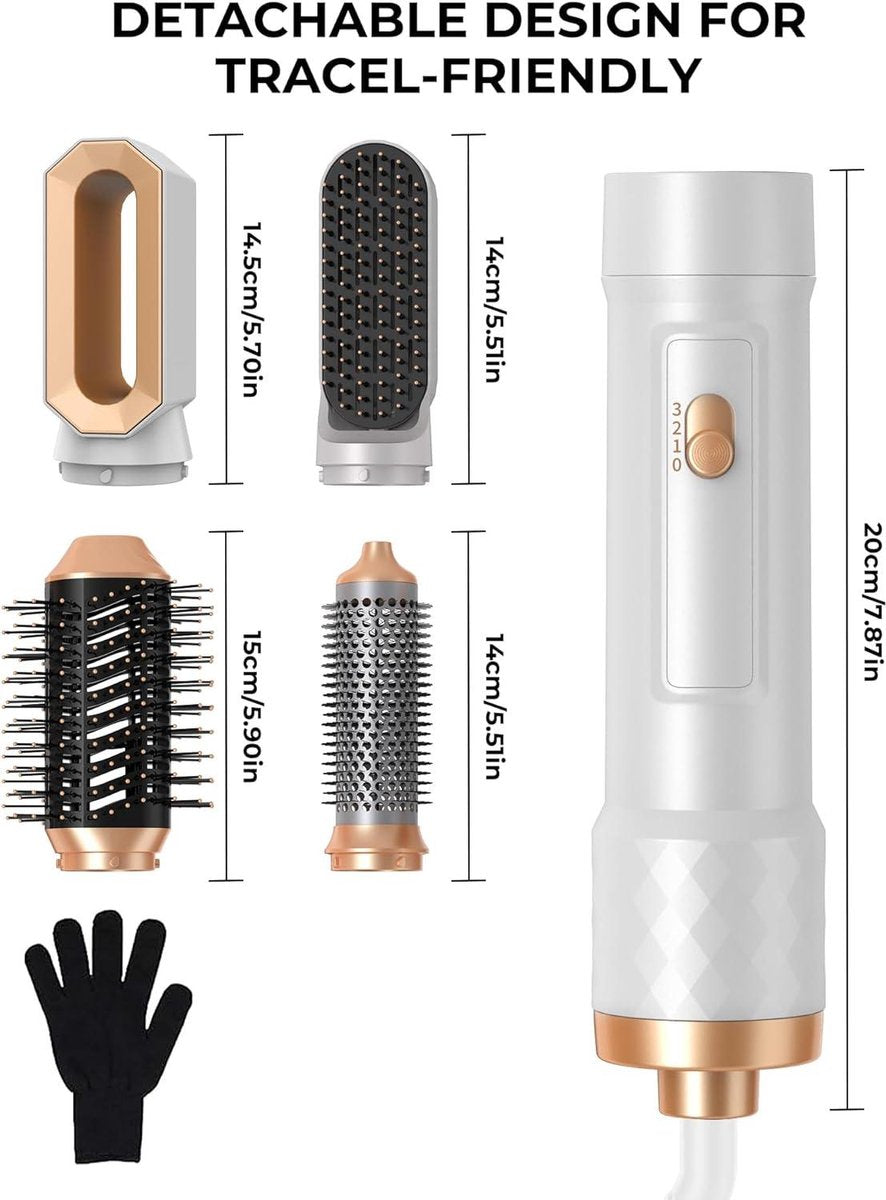 Air Styler 4-in-1 1000 W haarstyler warme luchtborstel - ronde borstel haarstyling stijltang borstel - heteluchtborstel om te stijlen, buigen en drogen Föhn Met Borstel