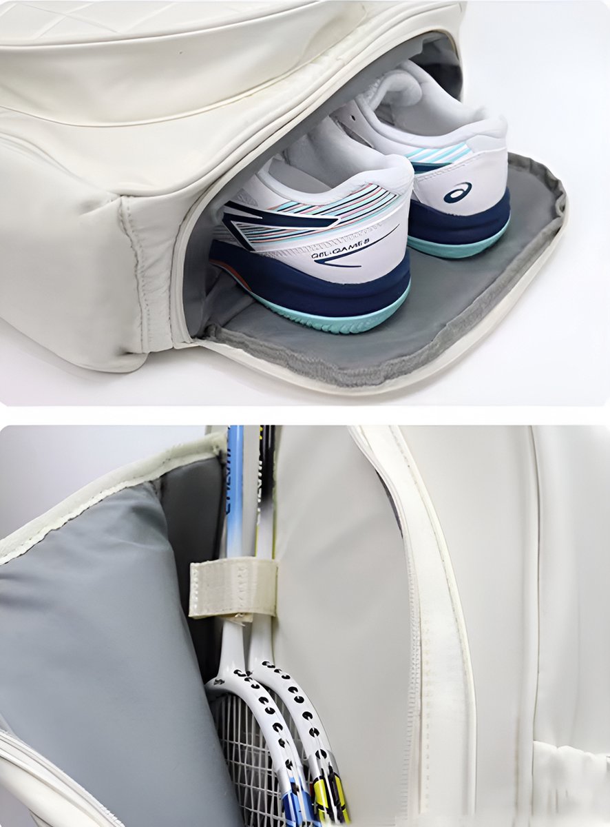 E-Shop4u - Tennis Bag - Tennis Backpack - Tennis - Racket - Backpack - Badminton - Racket Bag - White - Sport - Men - Women