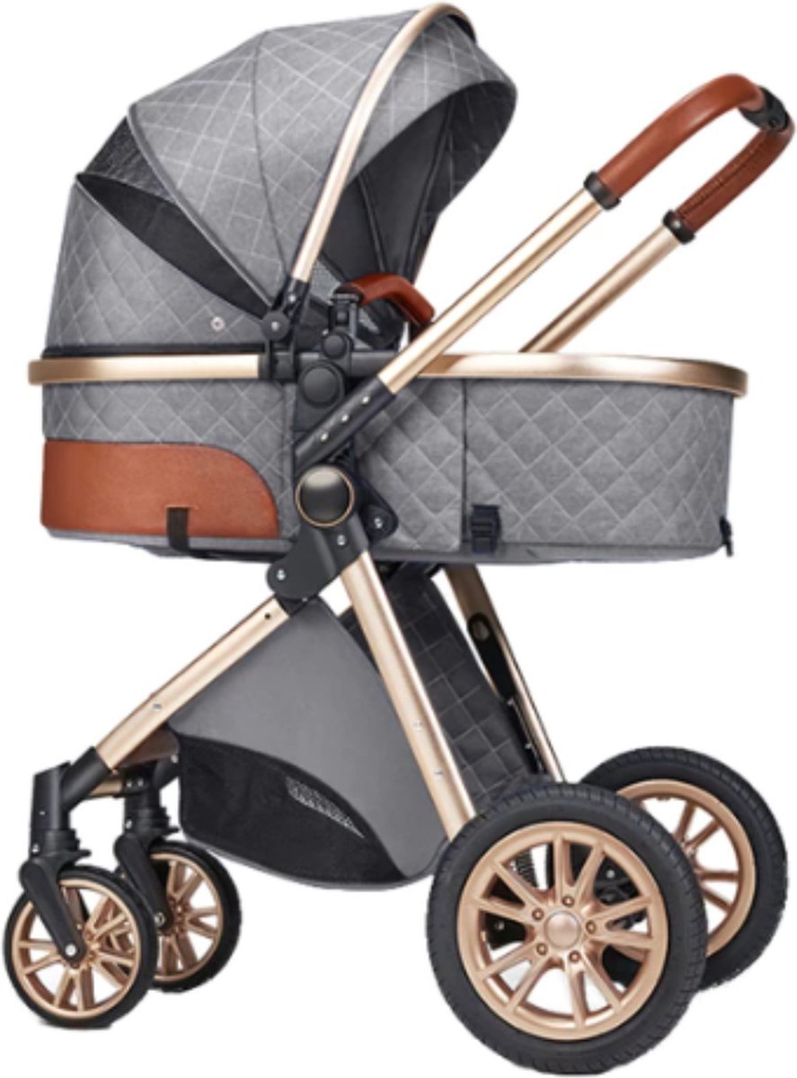 Kinderwagen 3-in-1 – Luxe kinderwagen – Buggy – Wandelwagen – Multifunctioneel – Opklapbaar – Incl. autostoel – Grijs