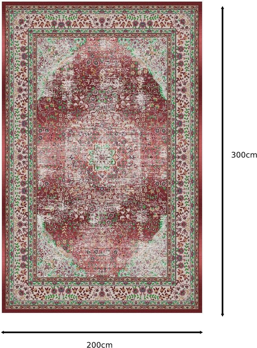 Vloerkleed vintage 200x300cm donkerrood Perzisch Oosters tapijt