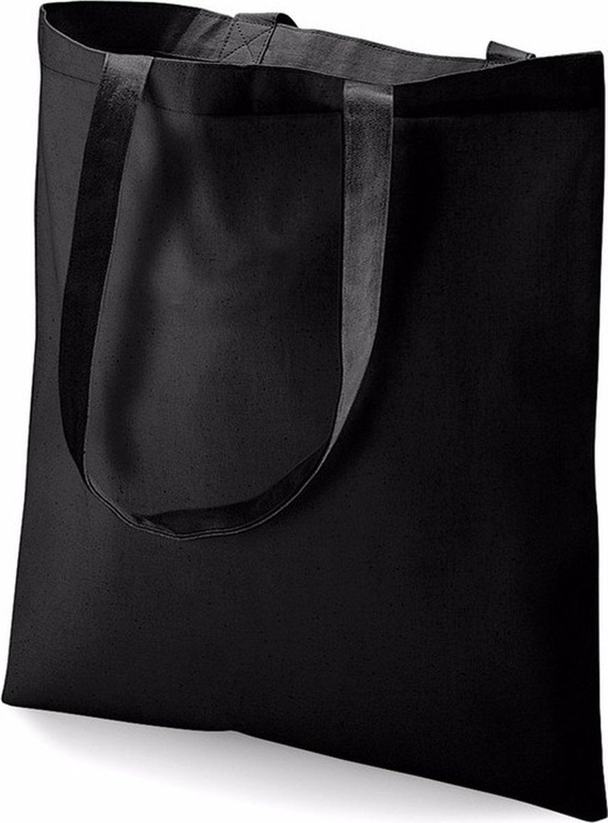 20x Katoenen schoudertasjes zwart 42 x 38 cm - 10 liter - Shopper/boodschappentas - Tote bag - Draagtas