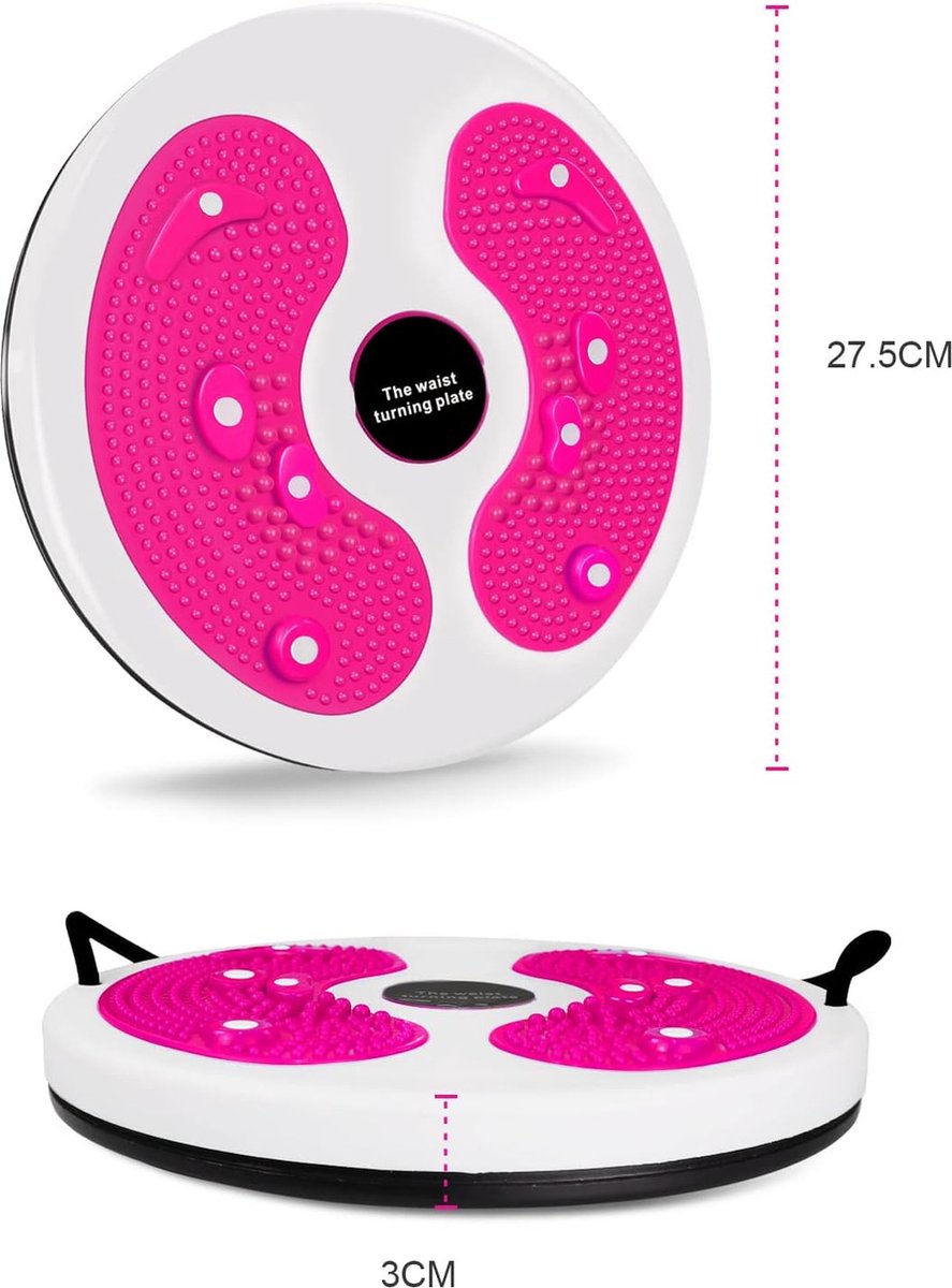 Beentrainer - Waist Twist Disc - Arm Trainer - Twisting - Fitness - Rotating Disc - White/Pink