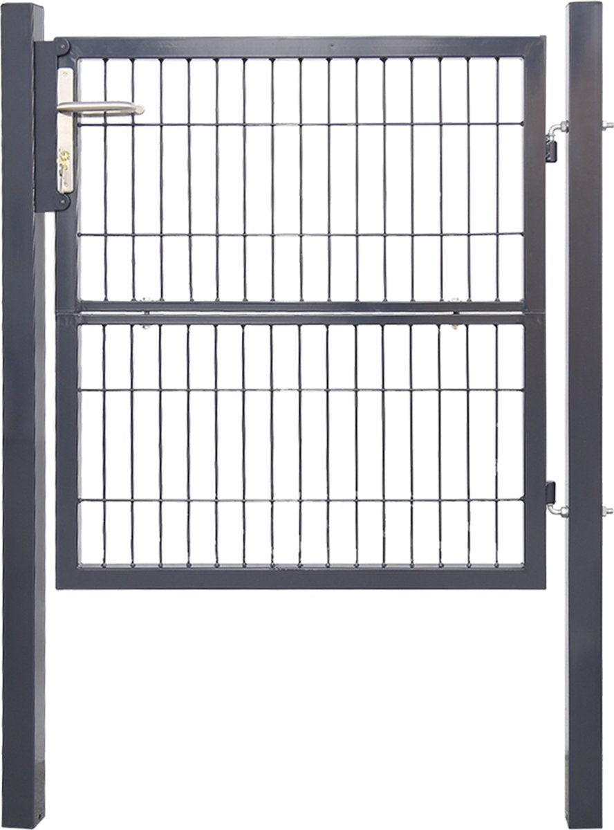Garden Gate Gate Powder Coated Steel Garden Gate-Garden Door fence gate 100 × 100 cm farm gate made of galvanized steel with lock, doorknob and key, sturdy and durable-anthracite gray