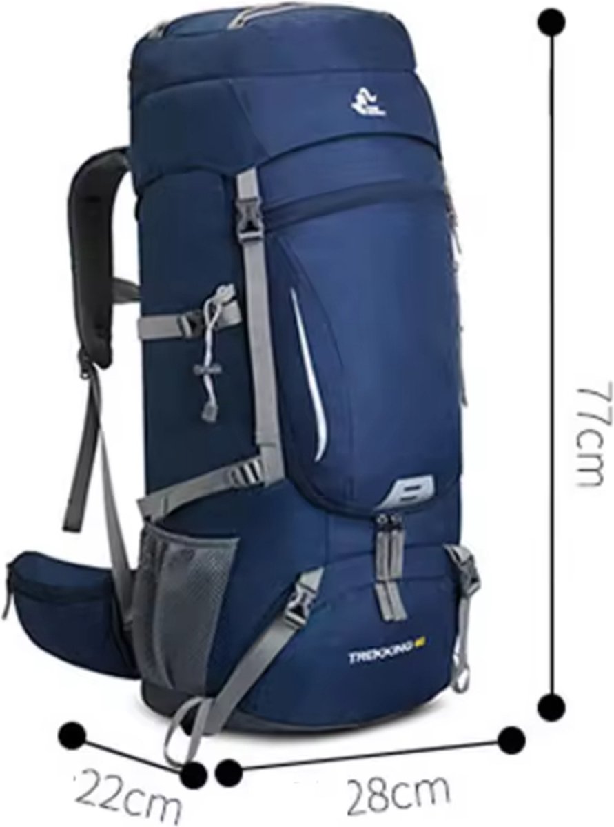 E-Shop4u® - Hikingrugzak - Rugzak - 60L - Paars - Waterdicht - Nylon - Bergbeklimmen - Wandelen - Kamperen - Vissen - Outdoor - Avontuur - Backpack Organizer