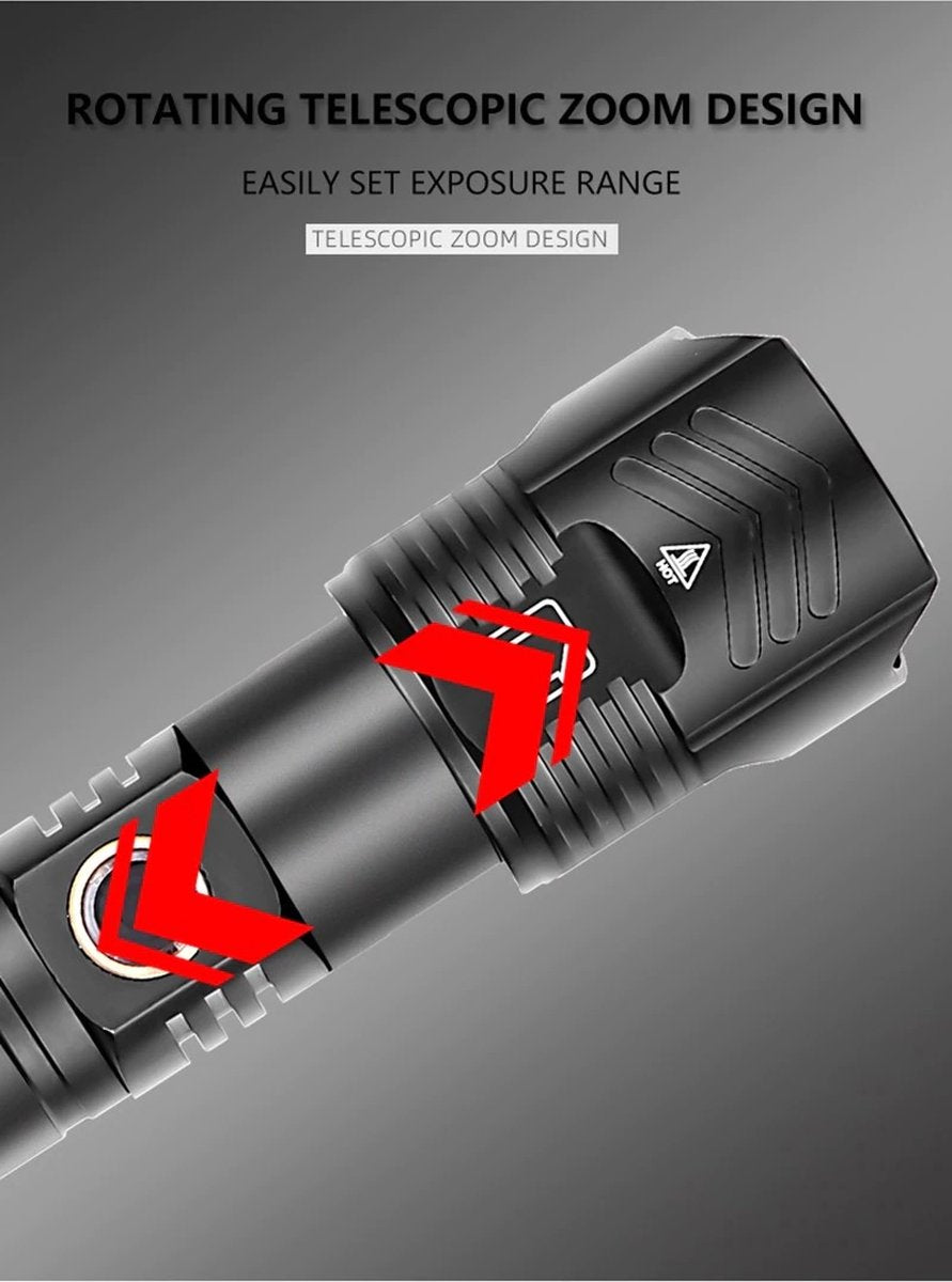 Professional Rechargeable LED Flashlight AOS Light XHP 110.2 4700 Lumens