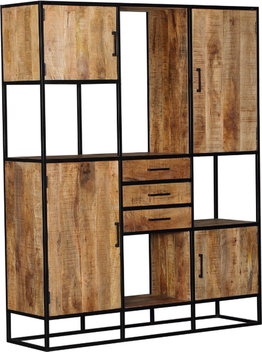 Compartment cabinet Sanne supreme XXL - industrial compartment cabinet - mango wood compartment cabinet