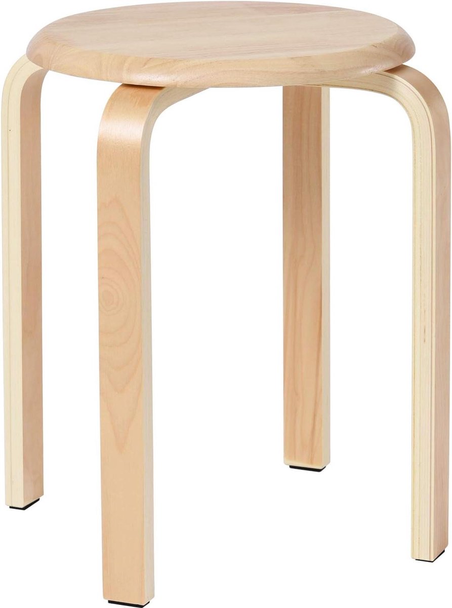 Stapelbare eetkamerstoel/barkruk van massief hout - gladde stoelen voor woonkamer en keuken - natuurlijk hout - 40x33x44cm RF-752 pop up stool