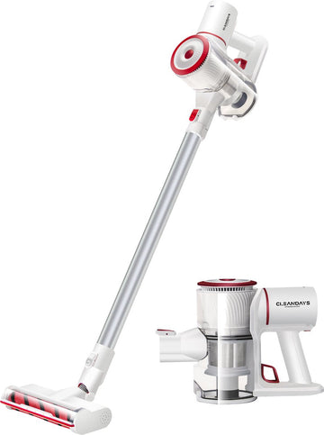 CleanDaysÂ® Steelstofzuiger - Draadloos - Turbo Borstel en Kleine Turbo Borstel - LED Verlichting - Sterke Zuigkracht - Inclusief Muurbeugel - Kruimelzuiger - Steelstofzuigers - Stofzuiger Draadloos