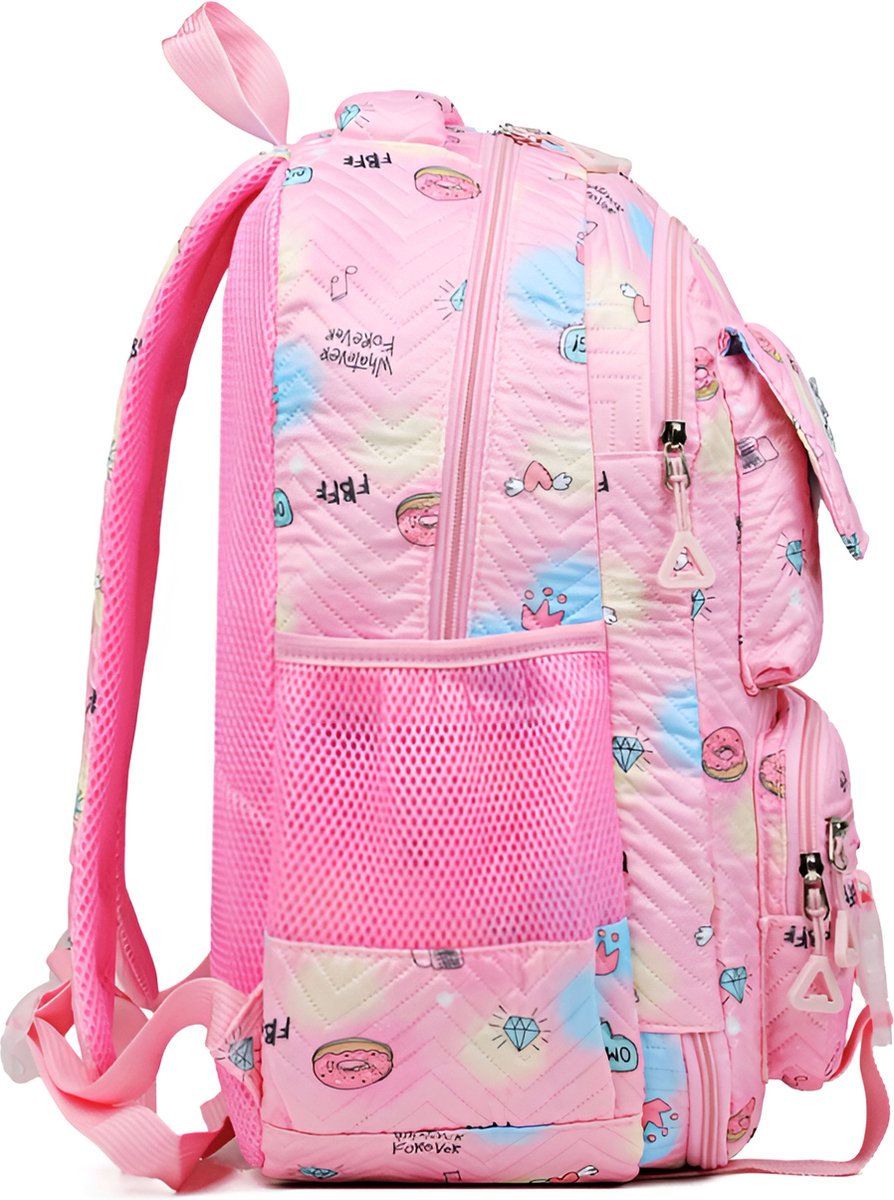 E-Shop4u - Schooltas - Nieuwe Schattige Aardbei Rugzak-Hoogwaardig Nylon-Geschikt voor 16 inch laptops-Schattig Roze-Duurzaam en Waterafstotend