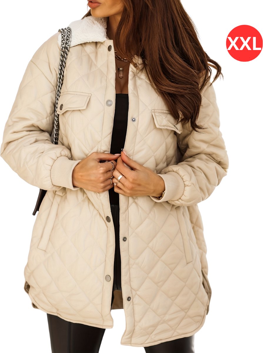 Winter jacket - Parka Women's Winter jacket - Winter - Adult - Stylish - Beige - Size XXL