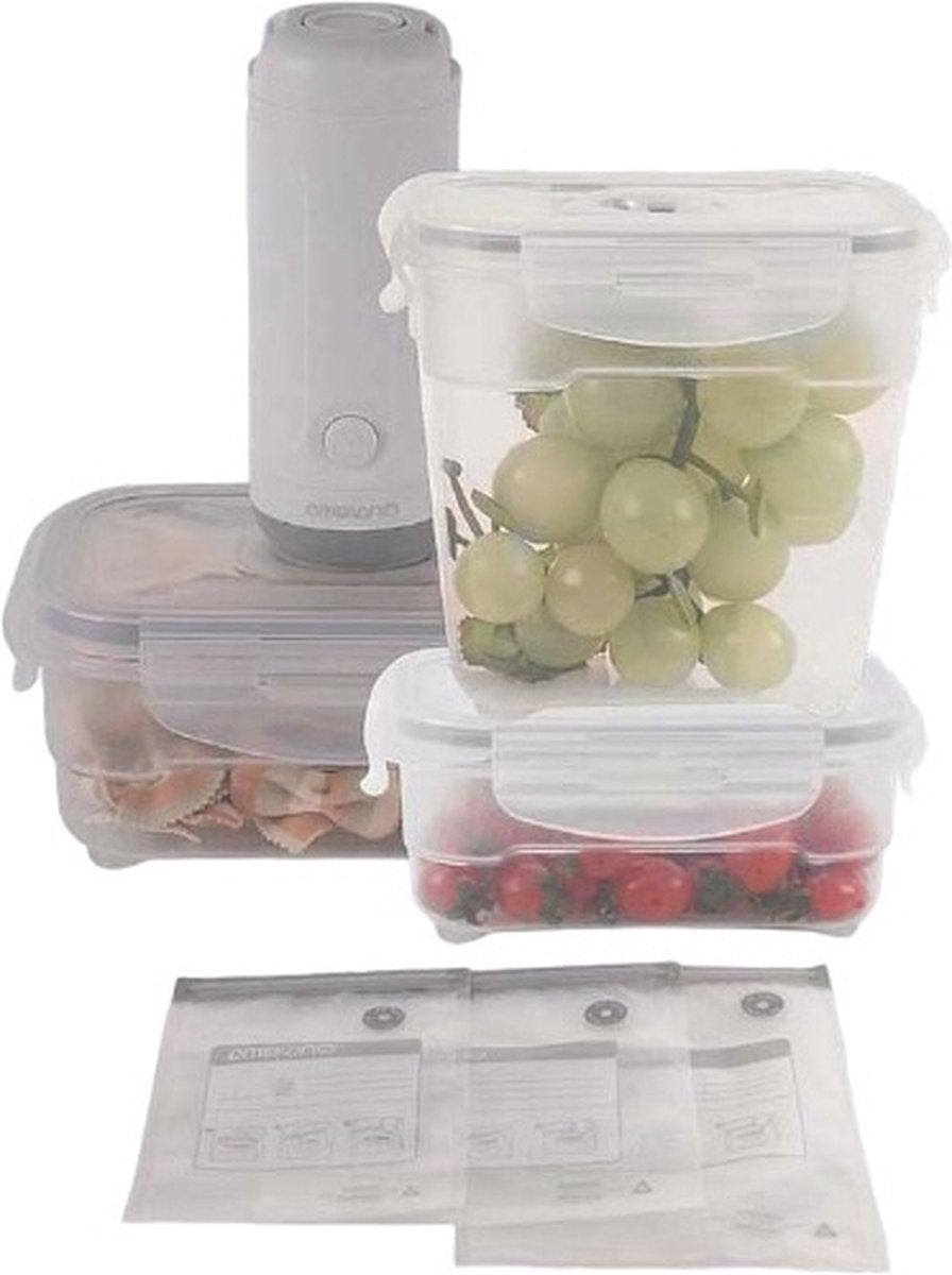 Vacuum sealer set - 3 containers - 3 bags - sealer - organizer