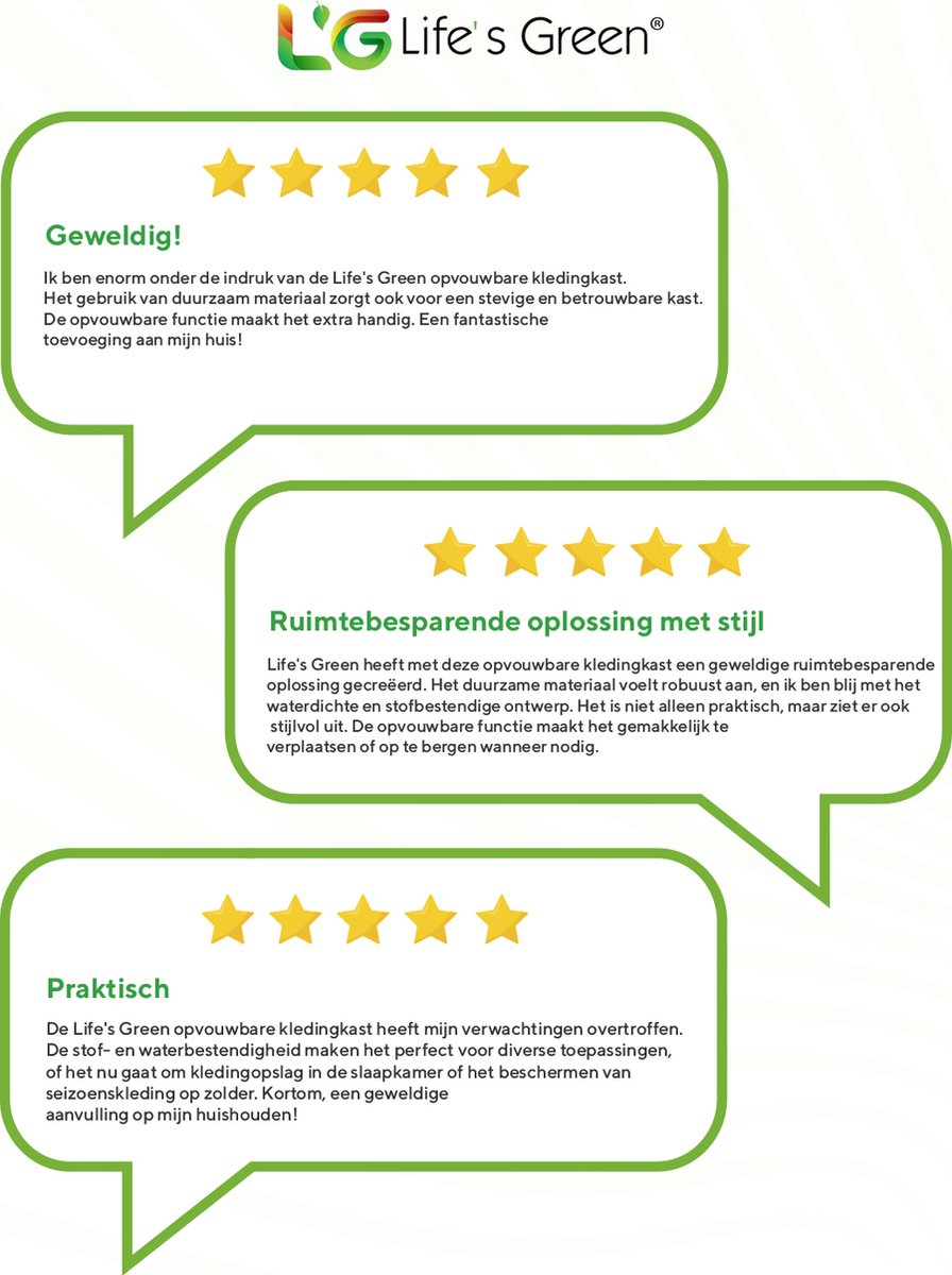 Life's Green® Kledingkast - Opbergkast - Campingkast - Stoffen kledingkast