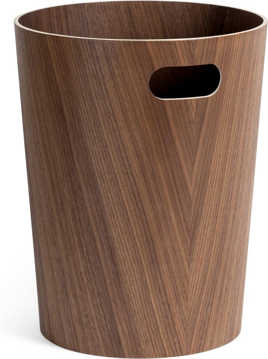 Real Wood Waste Bin Börje | Modern Wooden Dustbin for Office, Kids Room, Bedroom etc. | Walnut