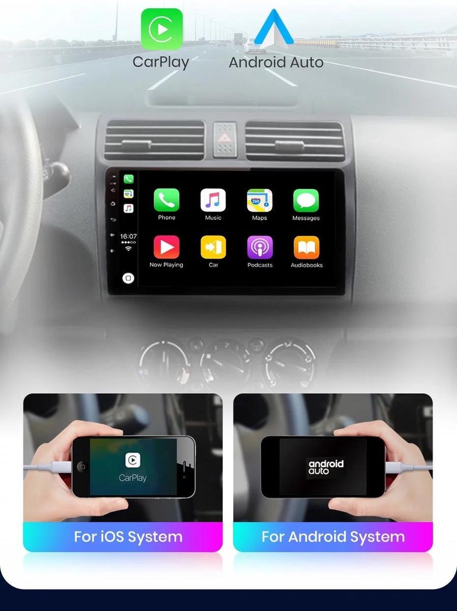 CarPlay Suzuki Swift 2005-2010 Android 10 navigatie en multimediasysteem Bluetooth USB WiFi 2+32GB
