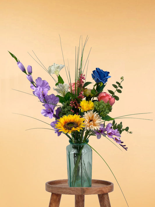 Zijden Boeket – 60-70 cm hoog – 15 stelen - DIY boeket – alle kunstbloemen los geleverd – Lente – multi color – Exclusief vaas – Plukboeket - Veldboeket – Kunstbloemen - nepbloemen - kunstplanten