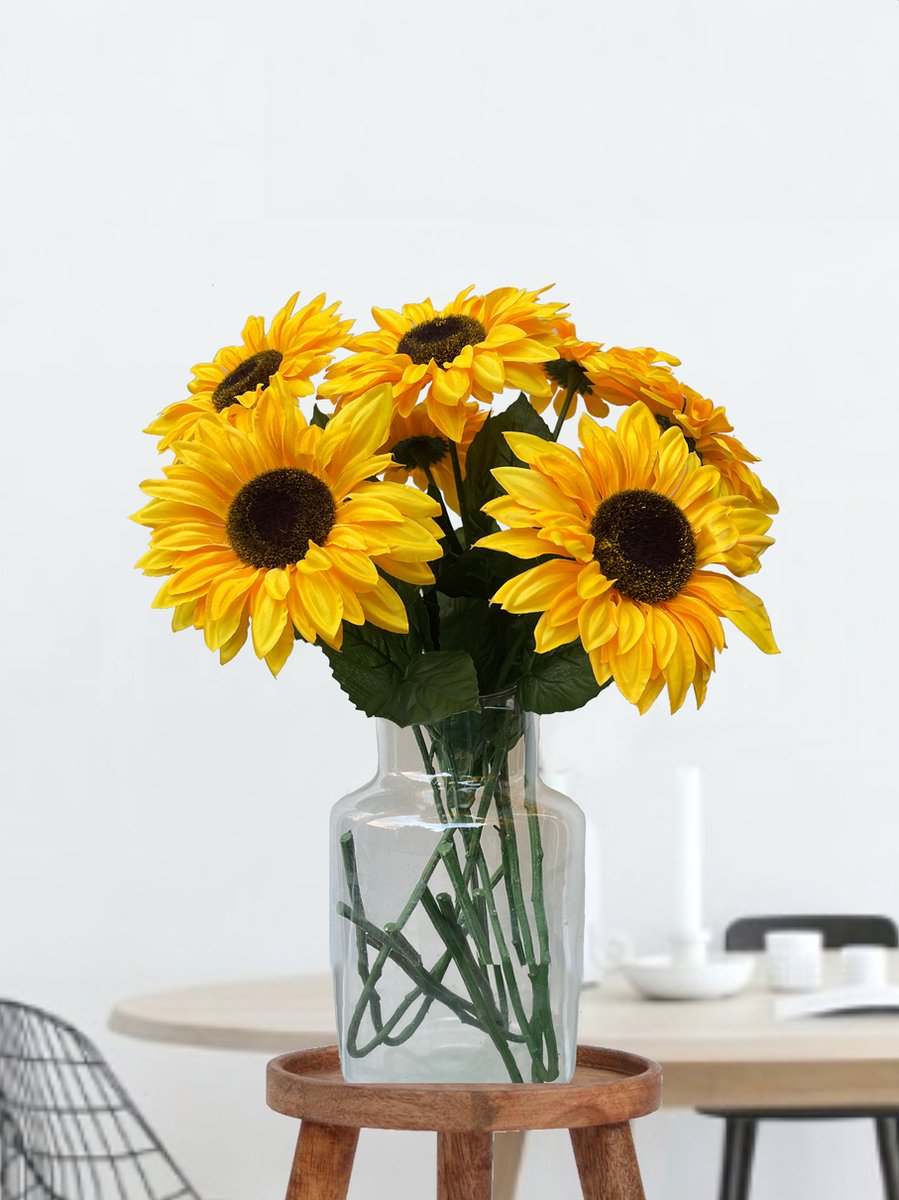Zijden Boeket – 50-75 cm hoog – 8 stelen - doe-het-zelf boeket – DIY – alle kunstbloemen los geleverd – Lente – multi color – Exclusief vaas – Plukboeket - Veldboeket – Zonnebloemen boeket- Kunstbloemen - nep bloemen - nepbloemen