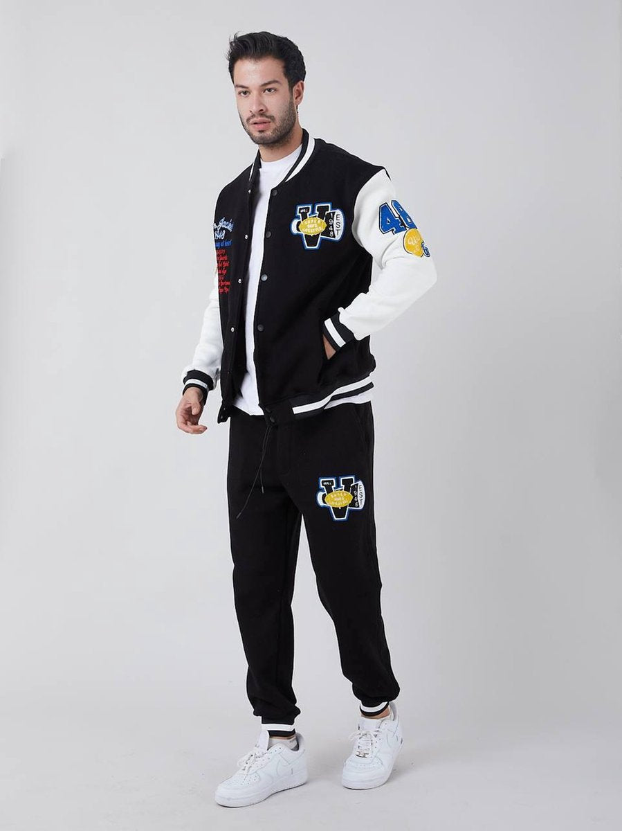 Varsity set - Men's Tracksuit Men's track suit | Jacket + Trousers Fashion Casual Tracksuit Men's Clothing - XL